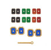 AMANDA GRAY, A SET OF INTERCHANGEABLE ENAMEL CUFFLINKS