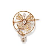 AN ART NOUVEAU DIAMOND BROOCH
