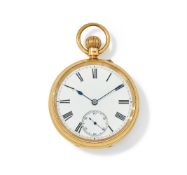 GOLDSMITHS ALLIANCE LTD., AN 18CT GOLD KEYLESS WIND OPEN FACE POCKET WATCH