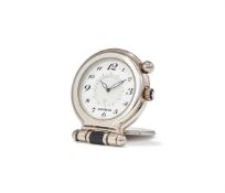 MONTBLANC, A STAINLESS STEEL TRAVEL ALARM CLOCK