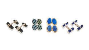 TIFFANY & CO., A PAIR OF SILVER AND ONYX CUFFLINKS