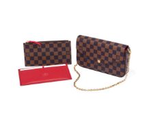 LOUIS VUITTON, FELICIE POCHETTE, A DAMIER EBENE BAG