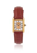 CARTIER, MUST DE CARTIER, TANK, A SILVER GILT WRISTWATCH