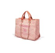 CHANEL, DEAUVILLE, A PINK FABRIC TOTE