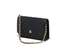 CHANEL, WALLET ON CHAIN, A BLACK CAVIAR LEATHER HANDBAG