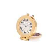 Y CARTIER, REF. 2753, A GILT METAL AND CROCODILE TRAVEL ALARM CLOCK