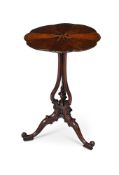 A GEORGE III CARVED MAHOGANY AND PARQUETRY OCCASIONAL TABLE, AFTER DESIGNS BY THOMAS CHIPPENDALE