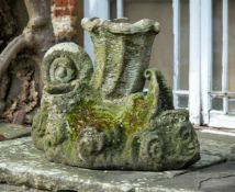 A CARVED SANDSTONE 'GROTTO' PLANTER, EARLY 19TH CENTURY