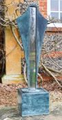 λ A BRONZE, PATINATED METAL AND MIRRORED ‘VOLANTE’ WATER SCULPTURE, BY DAVID HARBER, CONTEMPORARY