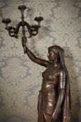 AFTER ÉMILE-CORIOLAN-HIPPOLYTE GUILLEMIN, A BRONZE FIGURAL LIGHT OR TORCHERE 'FEMME INDIENNE'