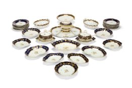 A CHELSEA-DERBY BLUE-GROUND AND GILT PART DESSERT SERVICE, CIRCA 1775