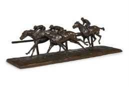 λ YVES BENOIST-GIRONIERE (1903-1983), AN EQUESTRIAN RACING BRONZE 'LES GALOPEURS'