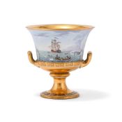 A VIENNA TWO HANDLED 'CAPTAIN COOK ANTARCTIC' CABINET CUP, 19TH CENTURY