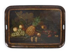 A GEORGE III TOLE PEINTE TRAY, LATE 18TH CENTURY