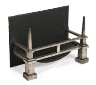 A LARGE STEEL AND IRON 'COLERIDGE' FIRE GRATE, BY JAMB, IN GEORGE III STYLE, MODERN