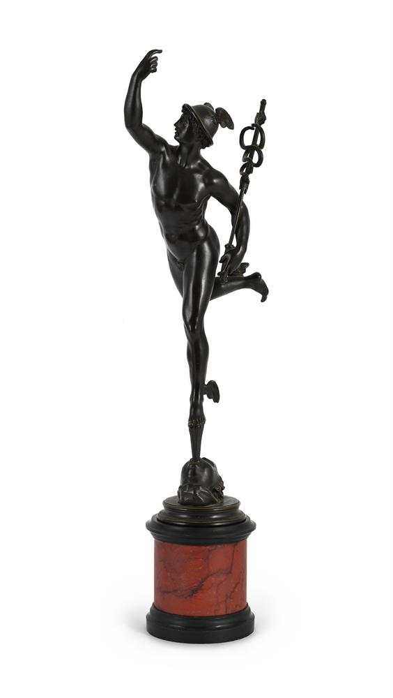 AFTER GIAMBOLOGNA, A BRONZE FIGURE OF MERCURY, CAST BY NELL FOUNDRY ROME, LATE 19TH CENTURY