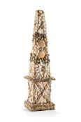Y A LARGE SHELL DECORATED OBELISK, 20TH CENTURY