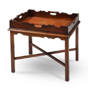 A GEORGE III MAHOGANY GALLERY TRAY, CIRCA 1780