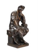 AFTER MICHELANGELO (1475-1564), A LARGE BRONZE FIGURE OF 'LORENZO DI MEDICI', FRENCH