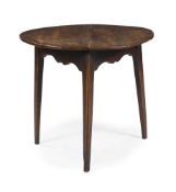 A GEORGE III ELM CRICKET TABLE, LATE 18TH OR EARLY 19TH CENTURY