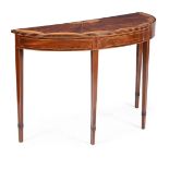 A GEORGE III MAHOGANY AND SATINWOOD MARQUETRY CONSOLE TABLE, IN THE MANNER OF INCE & MAYHEW