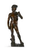 AFTER MICHELANGELO (1475-1564), A LARGE BRONZE FIGURE OF 'DAVID'