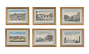 A SET OF SIX FRAMED VUES D'OPTIQUE OF EUROPEAN LANDMARKS, 19TH CENTURY