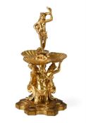 AN ITALIAN BAROQUE GILT BRONZE CENTREPIECE OR SALT CELLAR, PROBABLY VENICE, 17TH OR 18TH CENTURY