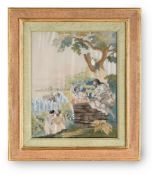 A LATE GEORGE III SILKWORK EMBROIDERY PICTURE, CIRCA 1810-1830