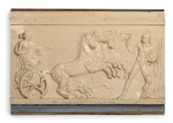 AFTER THE ANTIQUE, A PAINTED PLASTER OR COMPOSITION RELIEF PANEL, LATE 19TH CENTURY