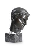 AFTER SIR WILLIAM HAMO THORNYCROFT R.A (1850-1925), A BRONZE HEAD OF TEUCER, EARLY 20TH CENTURY