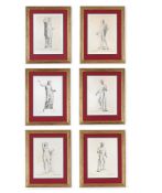 AFTER CLAUDE MELLAN (1598-1688), A SET OF SSIX FRAMED PRINTS OF CLASSICAL SCULPTURES, 20TH CENTURY