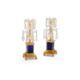 A PAIR OF GEORGE III GILT BRONZE, CUT CLEAR AND BLUE GLASS CANDLESTICKS, CIRCA 1800 - Image 1 of 3
