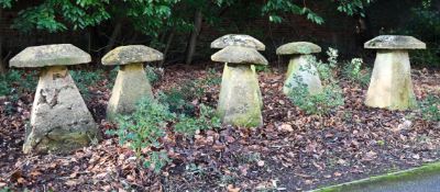 A GROUP OF SIX STADDLE STONES, 19TH CENTURY