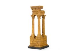 A LARGE SIENA GIALLO MARBLE MODEL OF THE TEMPLE OF VESPASIAN, LATE 19TH CENTURY