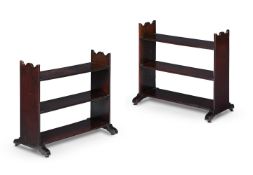AN UNUSUAL PAIR OF GEORGE II SOLID MAHOGANY OPEN BOOKCASES, CIRCA 1750