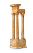 A LARGE ITALIAN CARVED ALABASTER MODEL OF THE TEMPLE OF TITUS AND VESPASIAN