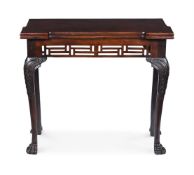 A GEORGE II CARVED MAHOGANY CARD TABLE, CIRCA 1750