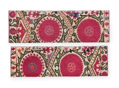 A SMALL PAIR OF SUZANI PANELS, MID 19TH CENTURY