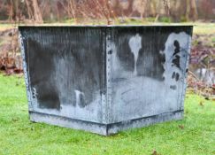 A LARGE PATINATED COPPER AND RIVETED SQUARE PLANTER, CONTEMPORARY