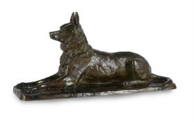 PETR NICHOLAEVICH TURGENEV (1854-1912), AN ANIMALIER BRONZE OF A GERMAN SHEPHERD DOG