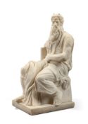 AFTER MICHELANGELO, A WHITE MARBLE FIGURE OF MOSES, ITALIAN, LATE 19TH CENTURY