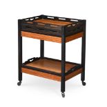 Y AN ANGLO CHINESE SATINWOOD AND EBONY ETAGERE OR TROLLEY