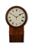 A FINE EARLY VICTORIAN WOODEN-DIALLED DROP-DIAL FUSEE WALL TIMEPIECE