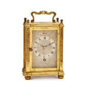 A VICTORIAN GILT CARRIAGE TIMEPIECE IN THE MANNER OF THOMAS COLE