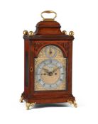 A GEORGE III FIGURED MAHOGANY TABLE/BRACKET CLOCK WITH CONCENTRIC CALENDAR
