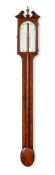 A RARE GEORGE III SCOTTISH CHEVRON-EDGED MAHOGANY MERCURY STICK BAROMETER