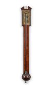 A GEORGE III MAHOGANY MERCURY STICK BAROMETER