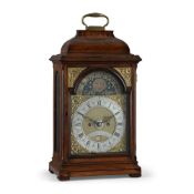 A POLISHED FRUITWOOD DUTCH-STRIKING TABLE/BRACKET CLOCK WITH MOONPHASE AND ALARM