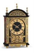 Y A FRENCH LOUIS XIV BOULLE AND PEWTER STRUNG TORTOISESHELL 'RELIGIEUSE' TABLE CLOCK